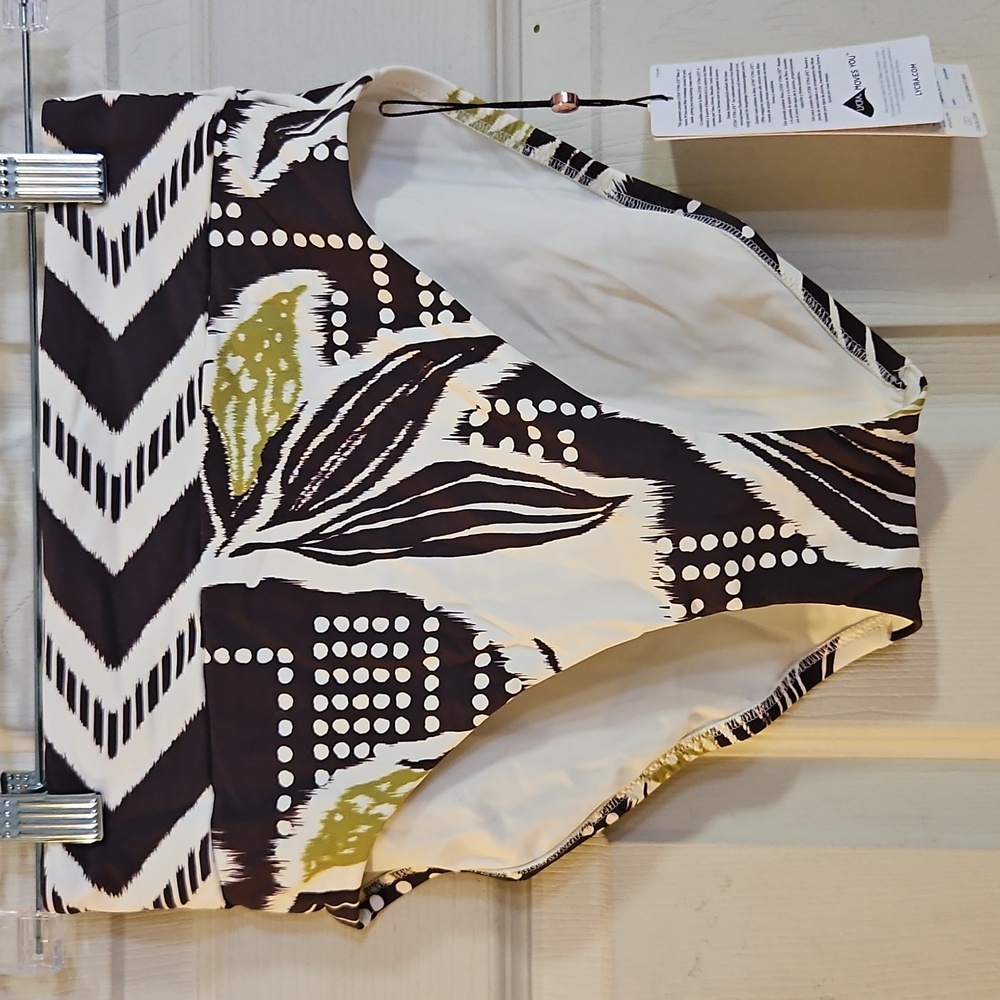 CALIA High Waisted High Leg Swim Bottom: PRIMITIVE POINTILLISM PRINT: NWT: XS